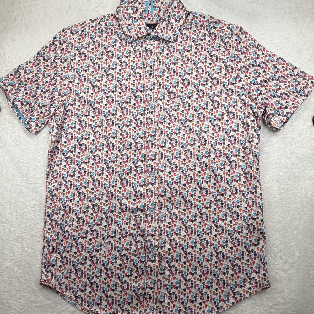 Robert Graham AOP Colorful Mini Skulls Short Sleeves XL Tailored Fit